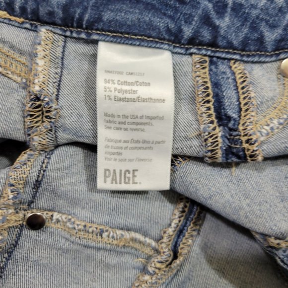 PAIGE High Rise Straight Crop Raw Hem Two Tone Denim Jean in Lyla - Picture 11 of 12